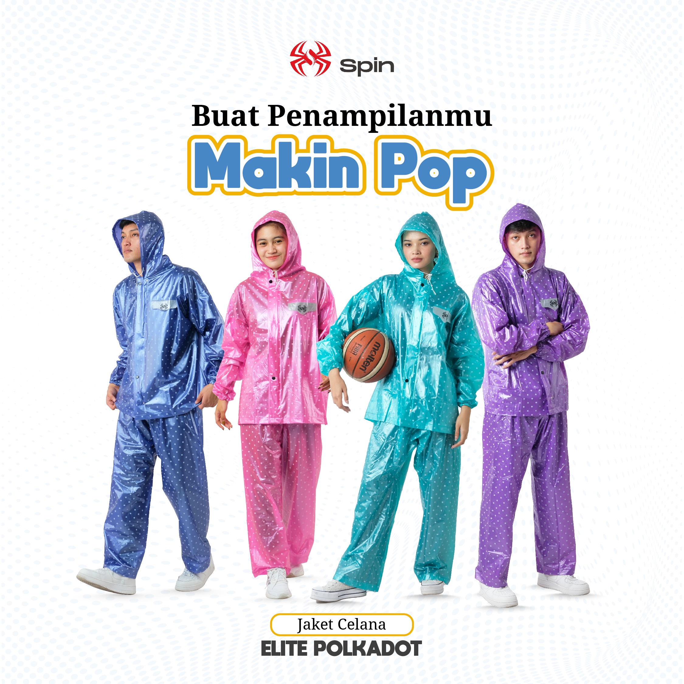 Jas Hujan Spin Elite Polkadot