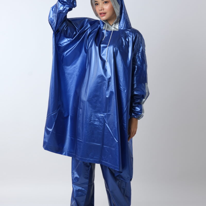 Jas Hujan Ponco Lengan Hunter Biru