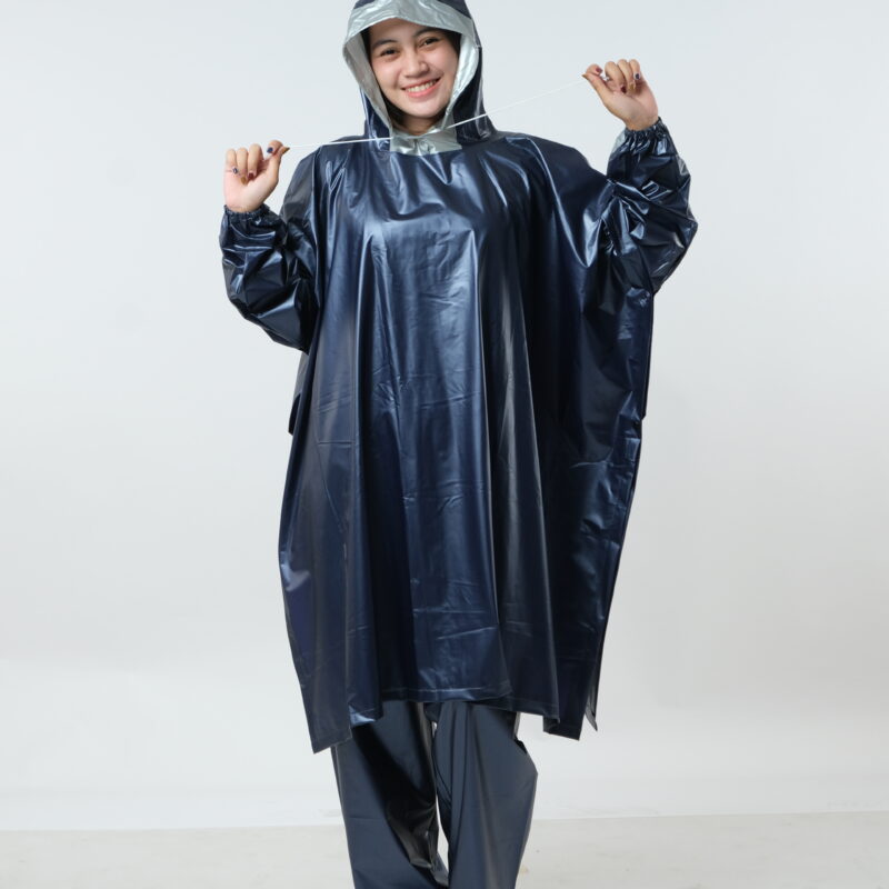 Jas Hujan Ponco Lengan Hunter Biru Tua