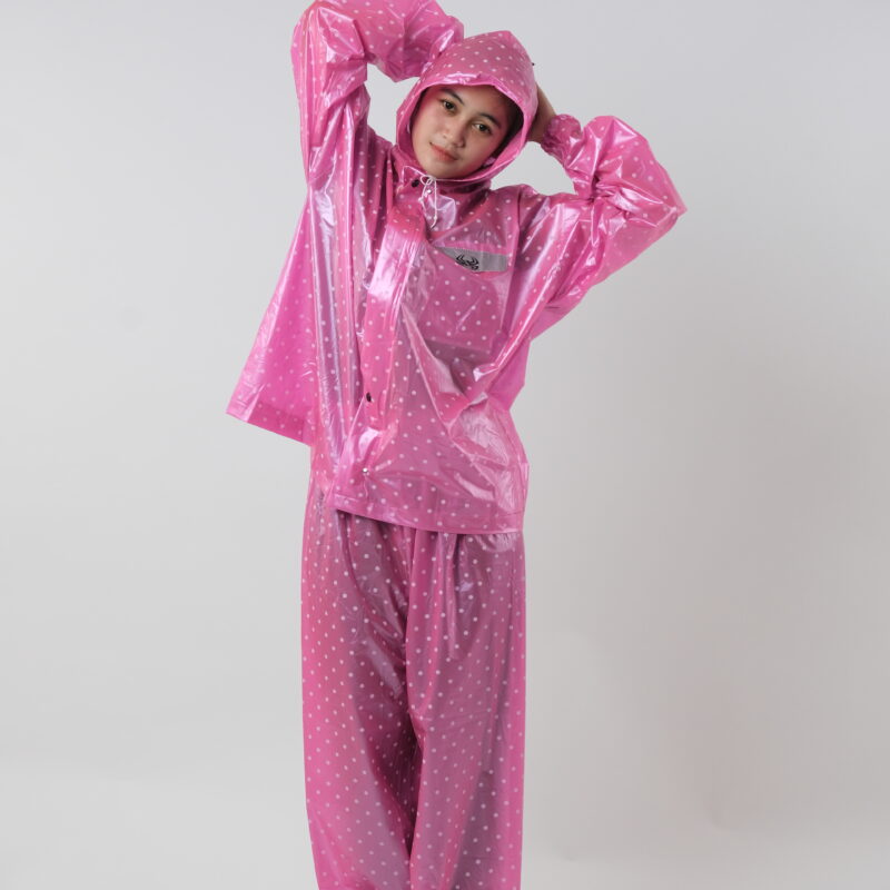 Jas Hujan Jaket Celana Elite Polkadot Pink