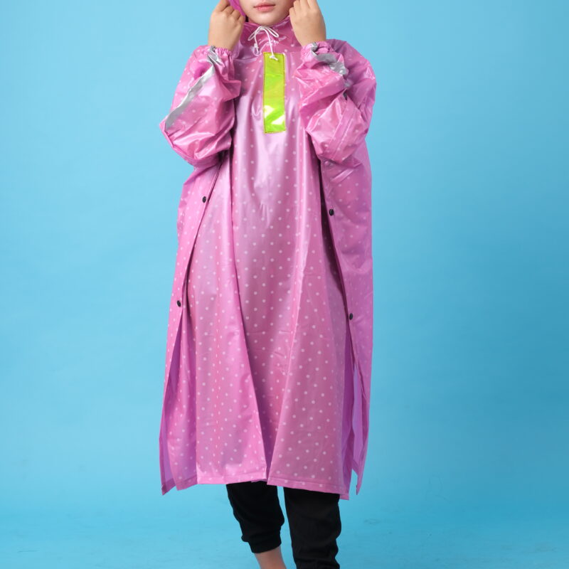 Jas Hujan Polkadot Master Pink tampak depan 01