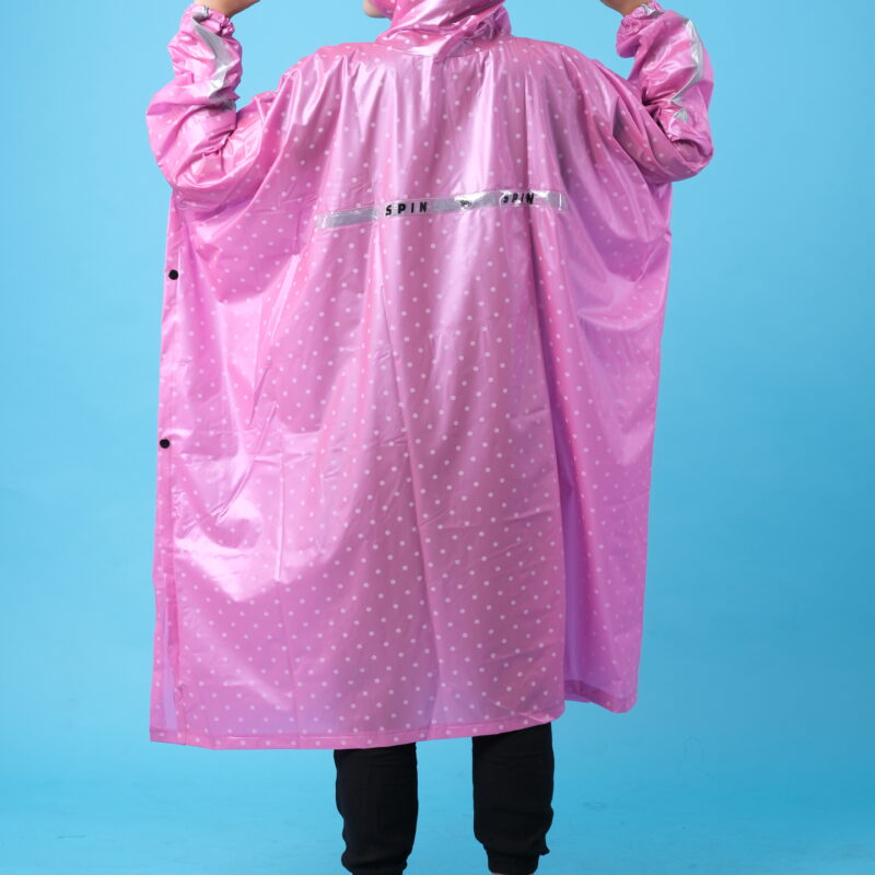 Jas Hujan Polkadot Master Pink tampak belakang 01