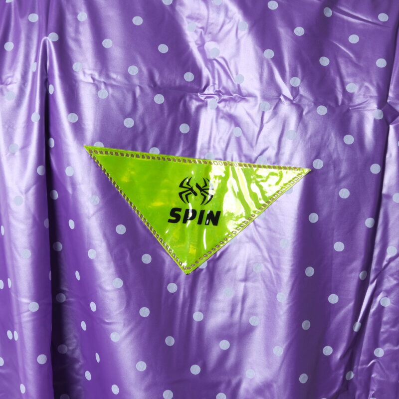 Jas Hujan Jaket Celana Elite Polkadot Ungu Back logo