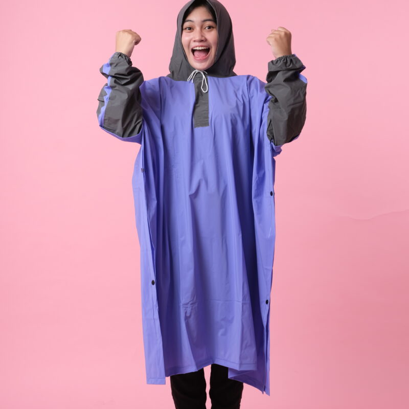 Jas hujan lengan ponco Aurora Ungu Hitam